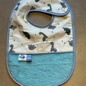 Bavoir OEKO-TEX® – Motif Dinosaures Bleu Pastel