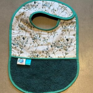 Bavoir OEKO-TEX® – Motif Branches Bleu Glacier