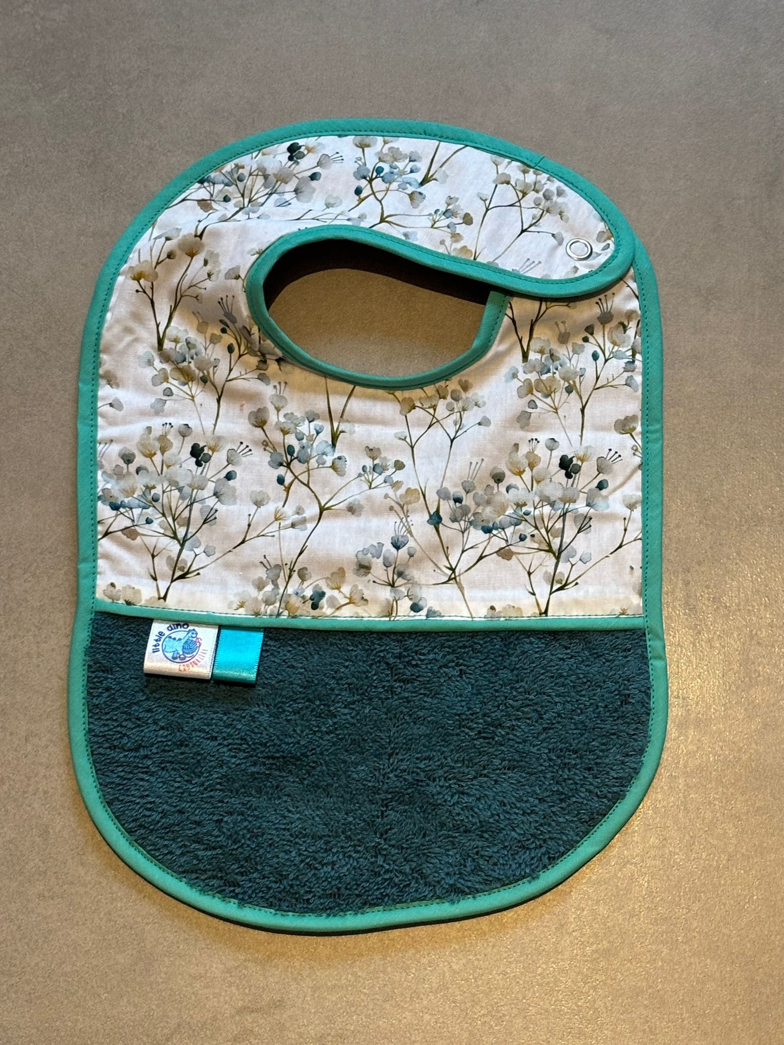 Bavoir OEKO-TEX® – Motif Branches Bleu Glacier