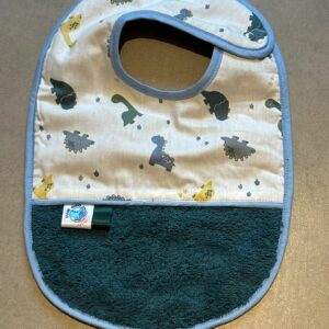 Bavoir OEKO-TEX® – Motif Dinosaures Bleu & Vert