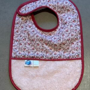 Bavoir OEKO-TEX® – Fleurs Roses Vintage & Framboise