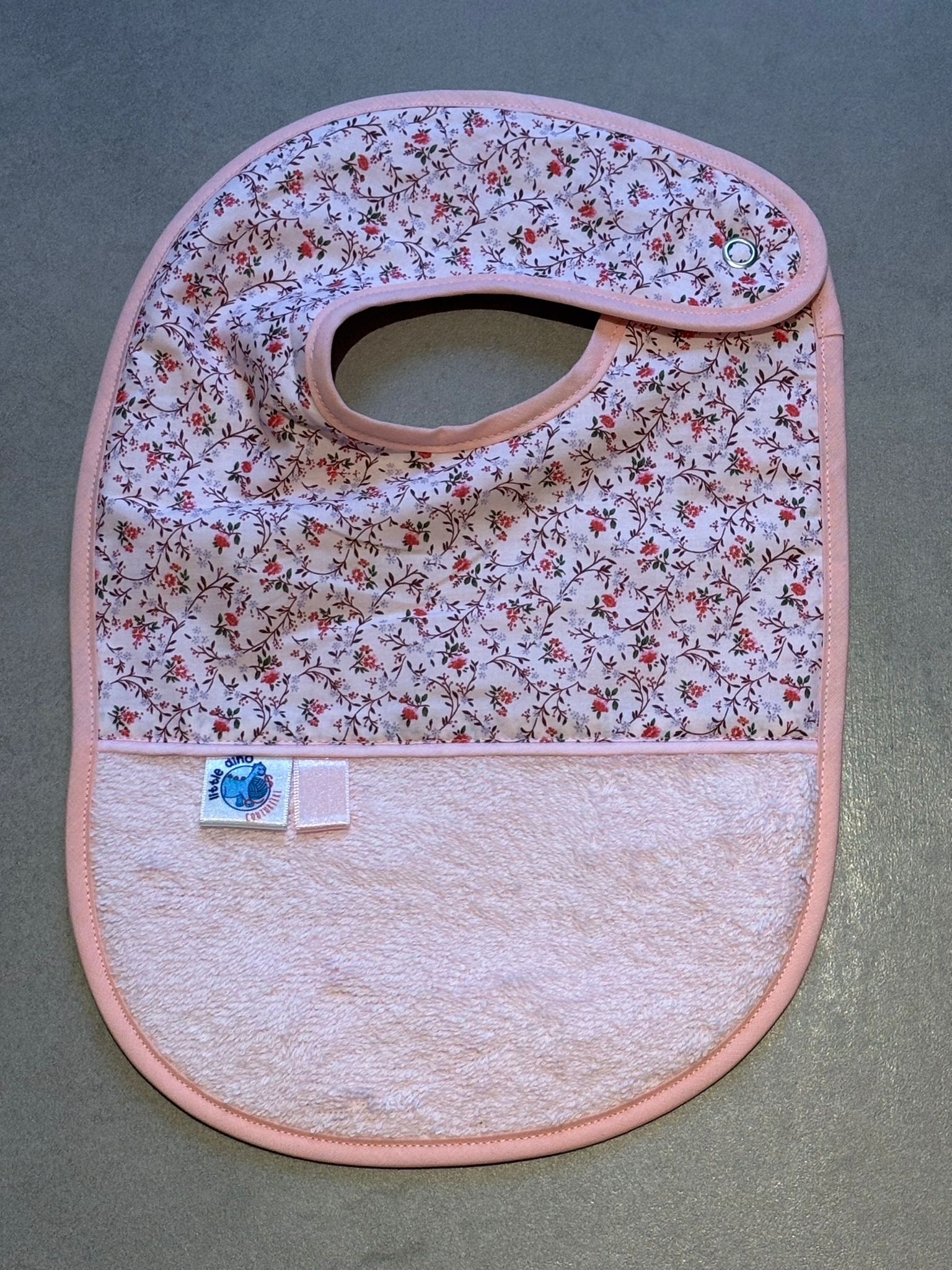 Bavoir OEKO-TEX® – Fleurs Roses Vintage & Nude Rosé