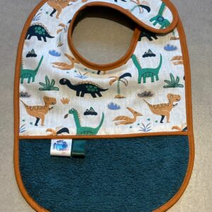 Bavoir OEKO-TEX® – Dinosaures & Vert Foncé